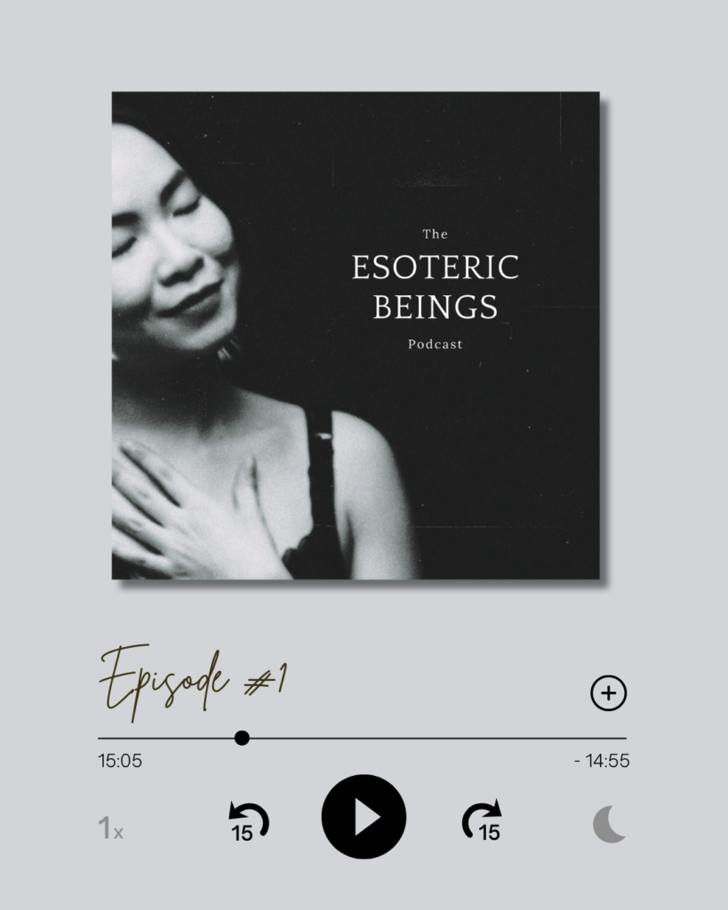 linh dang, podcast, the esoteric beings, linhypno, esoteric, esoterism, girl with hand on heart, black white